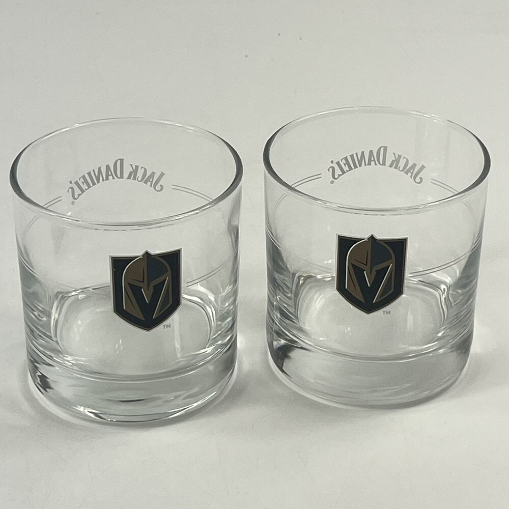 Vegas Golden Knights Jack Daniels Rocks Glasses Set of 2 NHL Hockey Barware